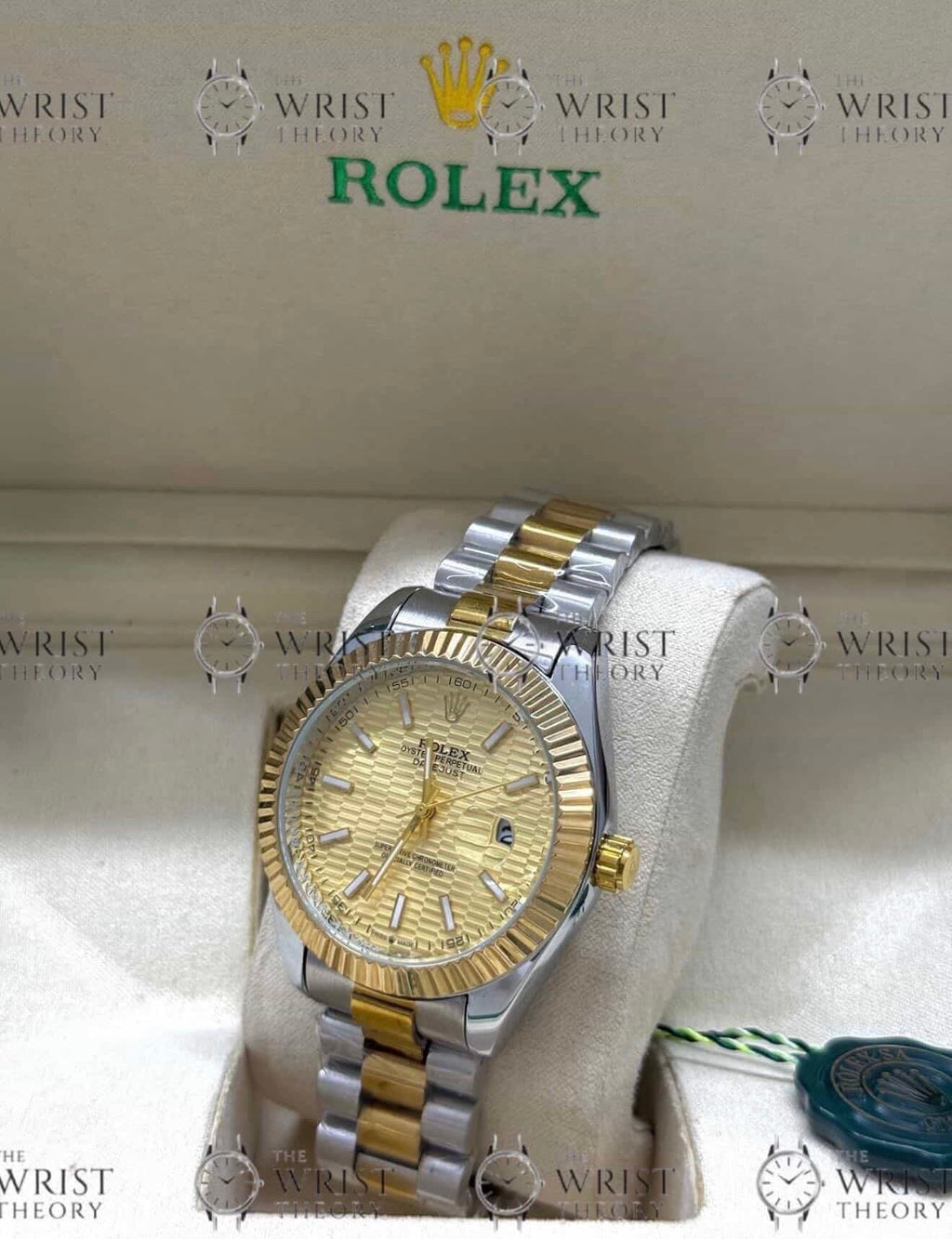DATE JUST gold-silver , gold dial , president bracelet