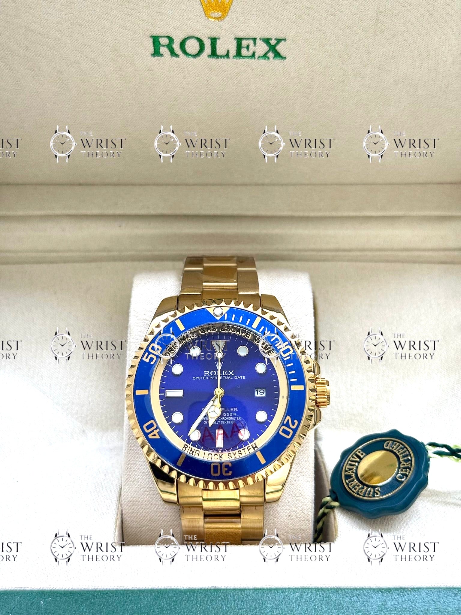 SEA-DWELLER gold , blue dial , oyster bracelet