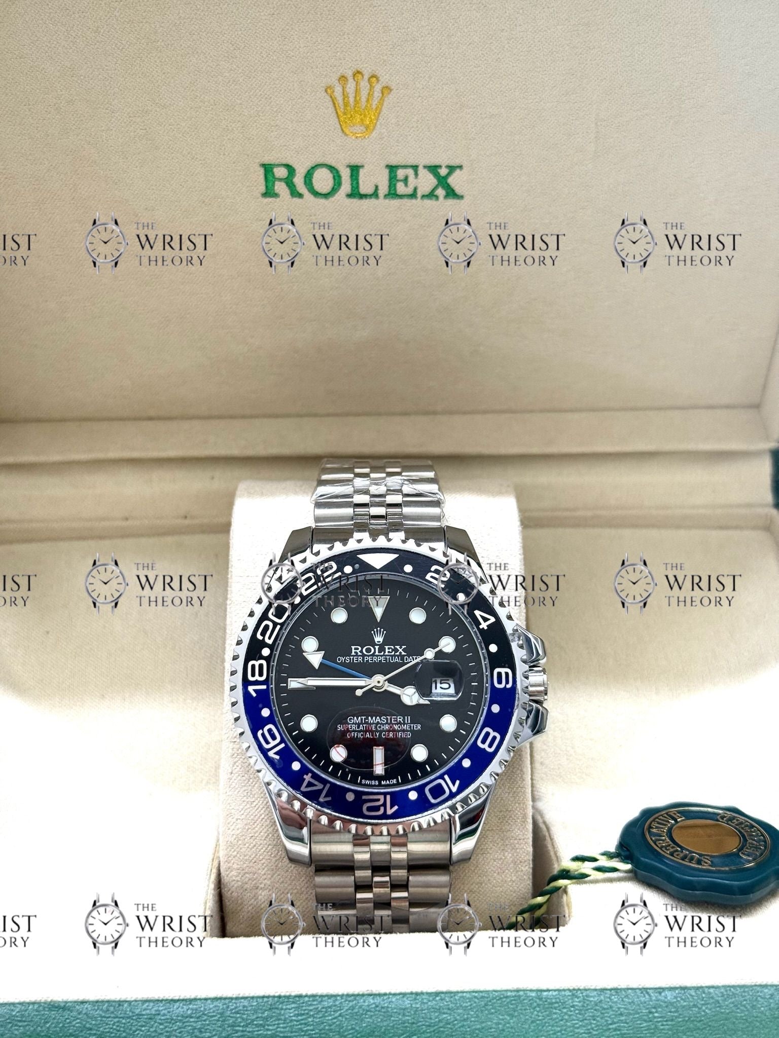 GMT MASTER II BATMAN silver , black dial, jubilee bracelet