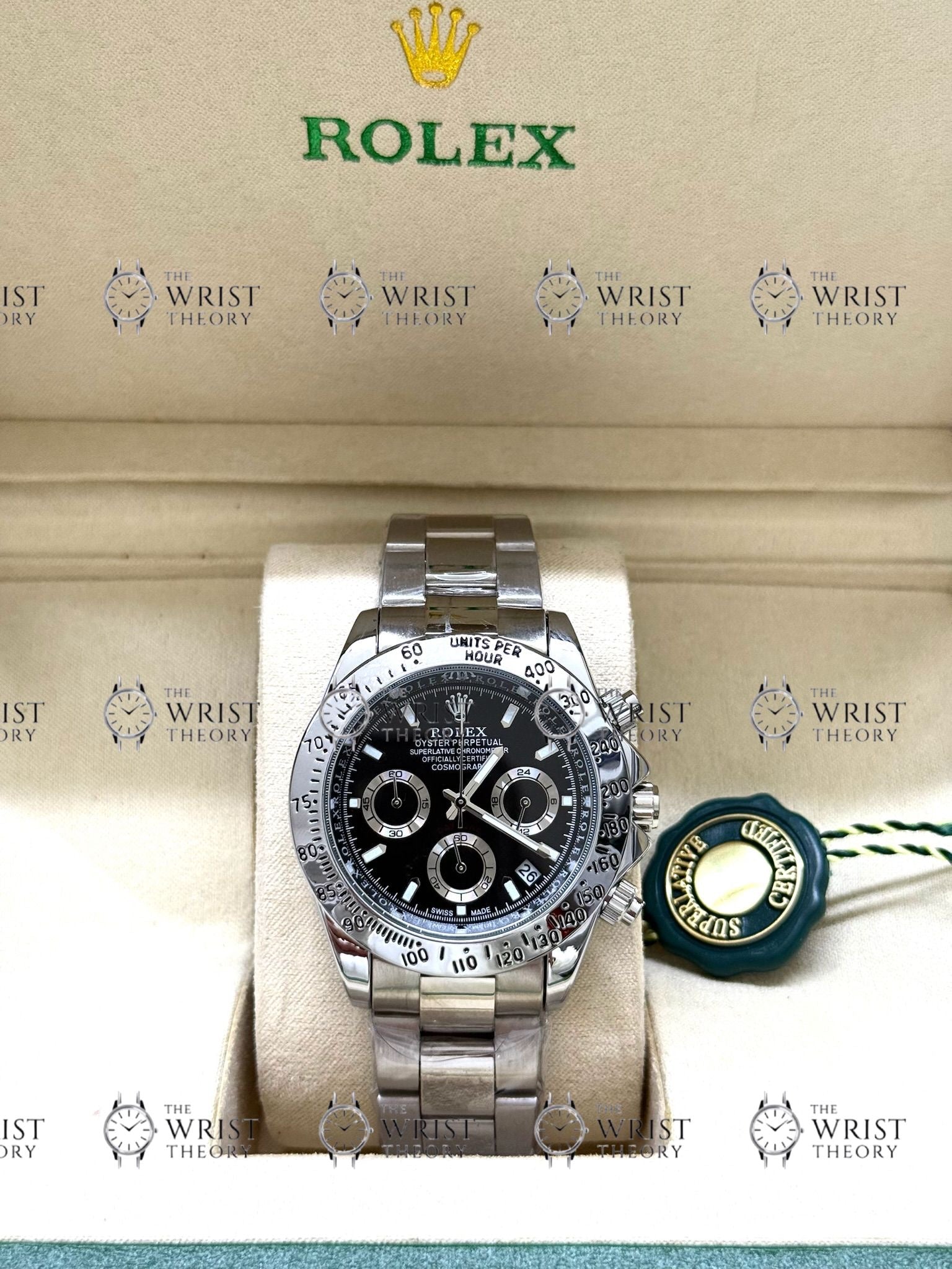 DAYTONA silver , black dial , oyster bracelet