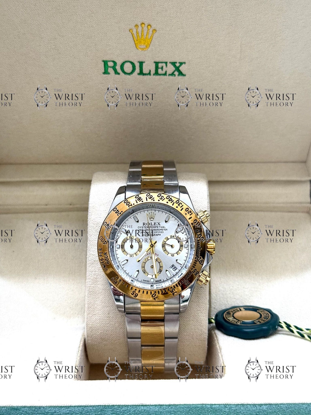 DAYTONA gold-silver , white dial , oyster bracelet