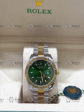 DATE JUST gold-silver , green dial , president bracelet