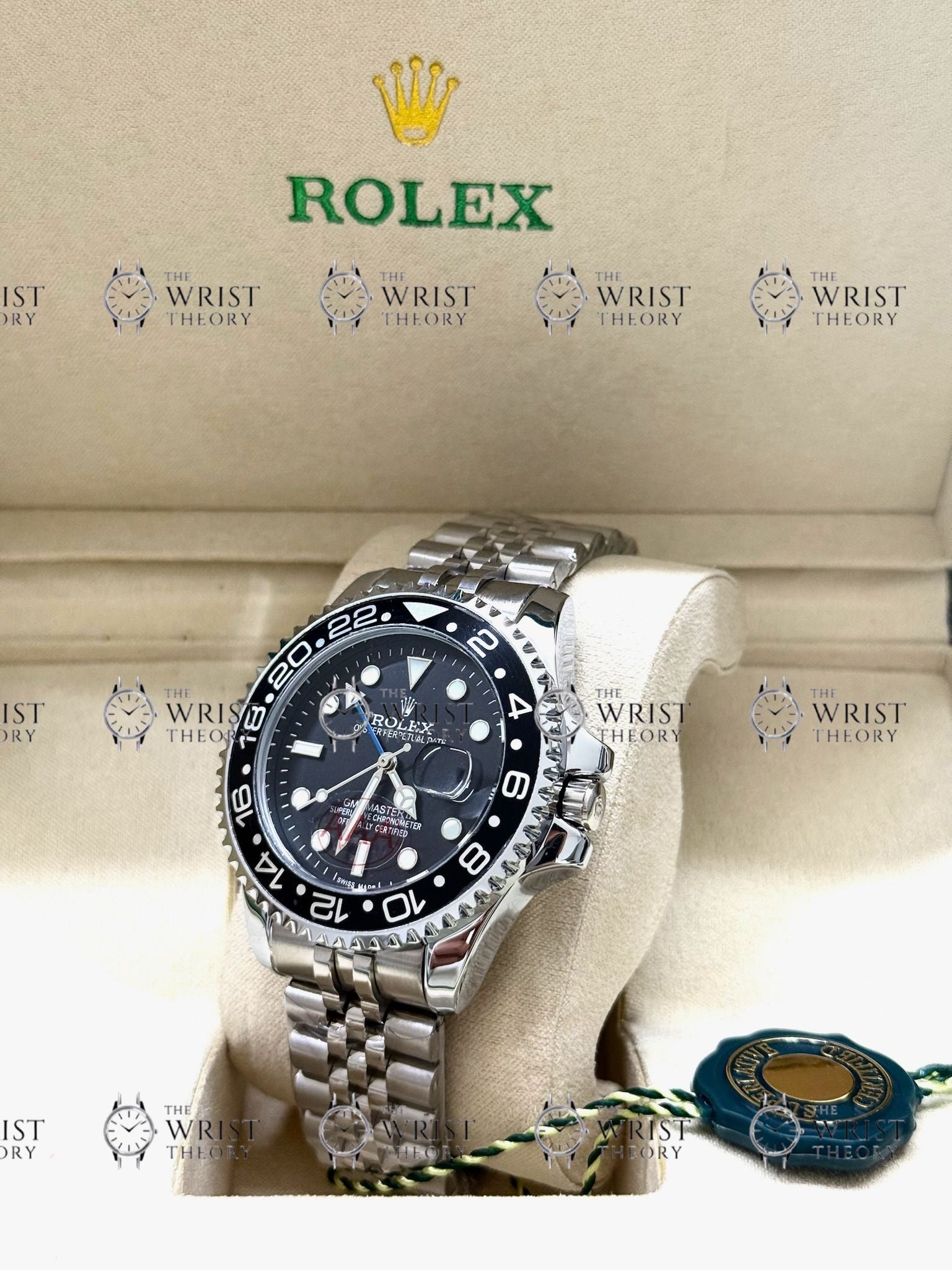 GMT MASTER II silver , black dial , jubilee bracelet