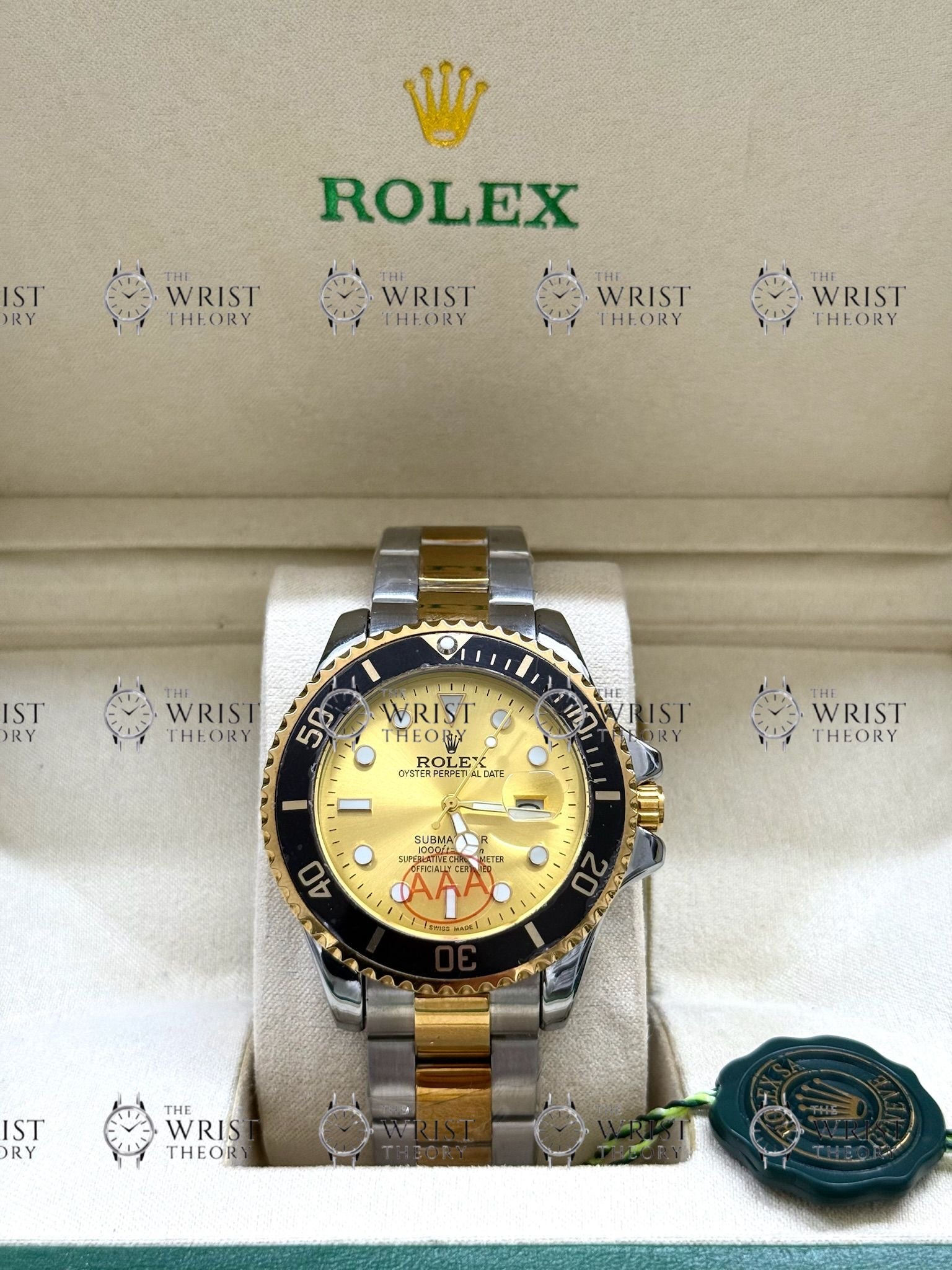 SUBMARINER gold-silver , gold dial , oyster bracelet
