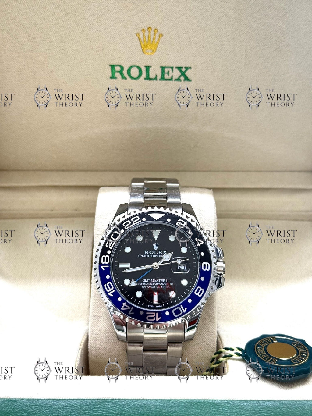 GMT MASTER II BATMAN silver , black dial , oyster bracelet
