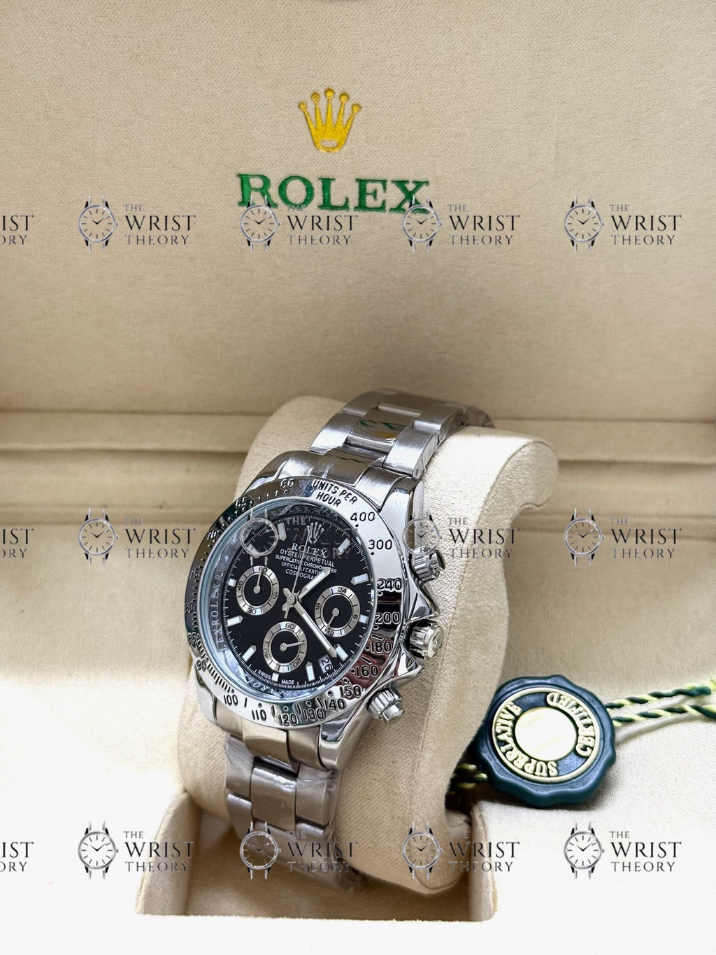 DAYTONA silver , black dial , oyster bracelet