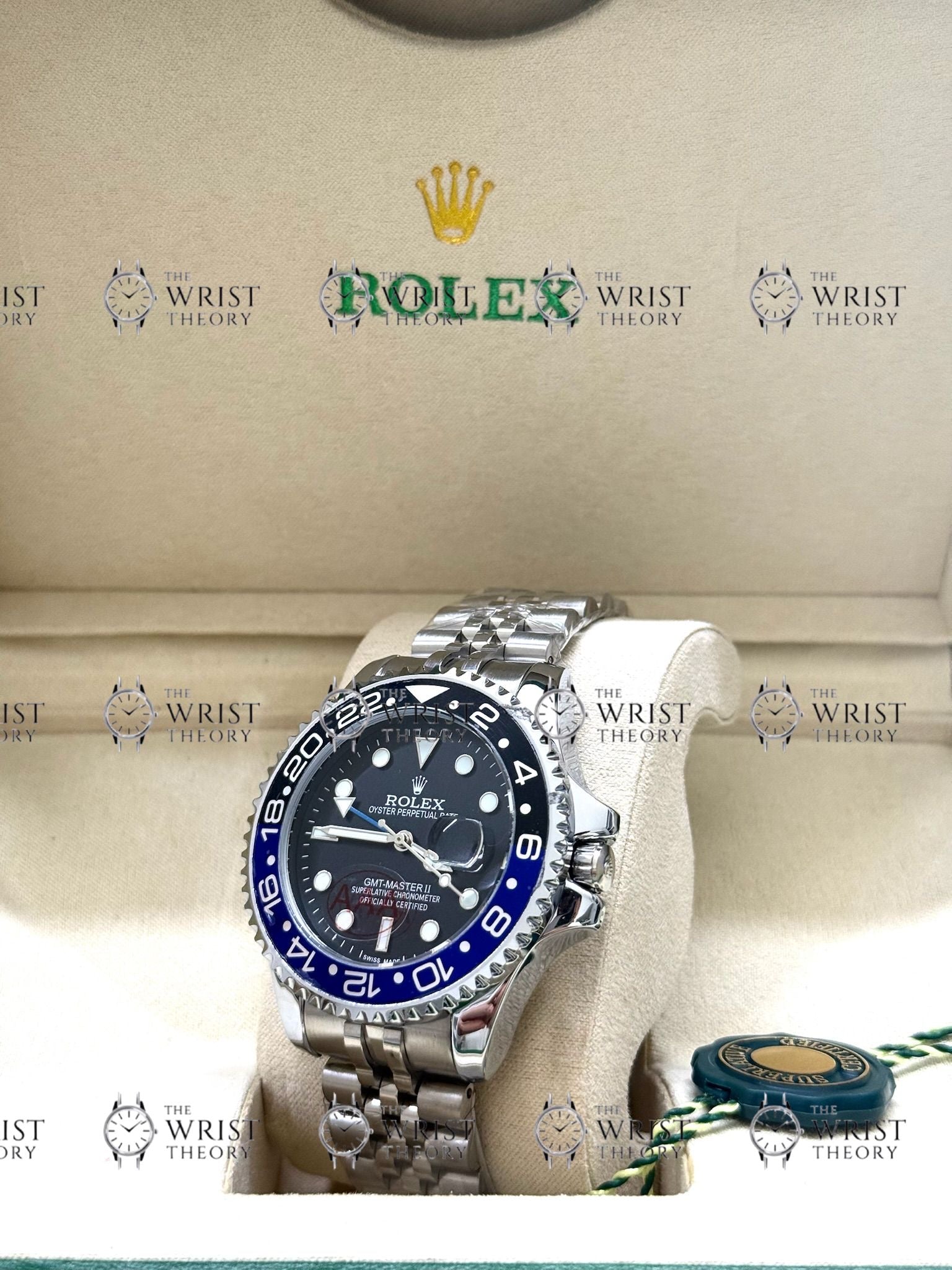 GMT MASTER II BATMAN silver , black dial, jubilee bracelet