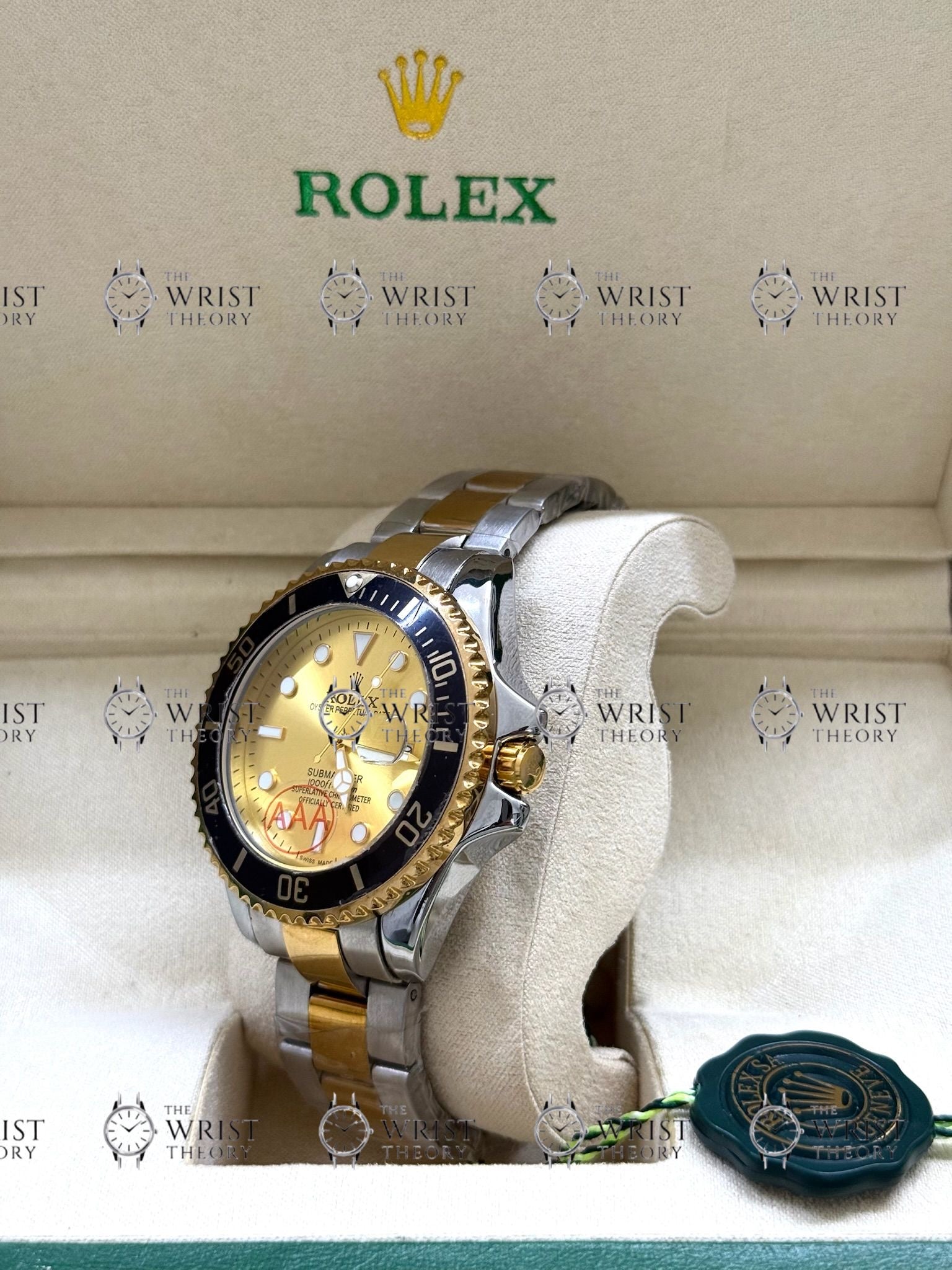 SUBMARINER gold-silver , gold dial , oyster bracelet
