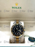 GMT MASTER II gold-silver , black dial , oyster bracelet