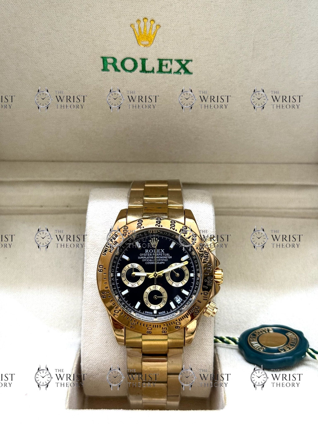 DAYTONA gold , black dial, oyster bracelet