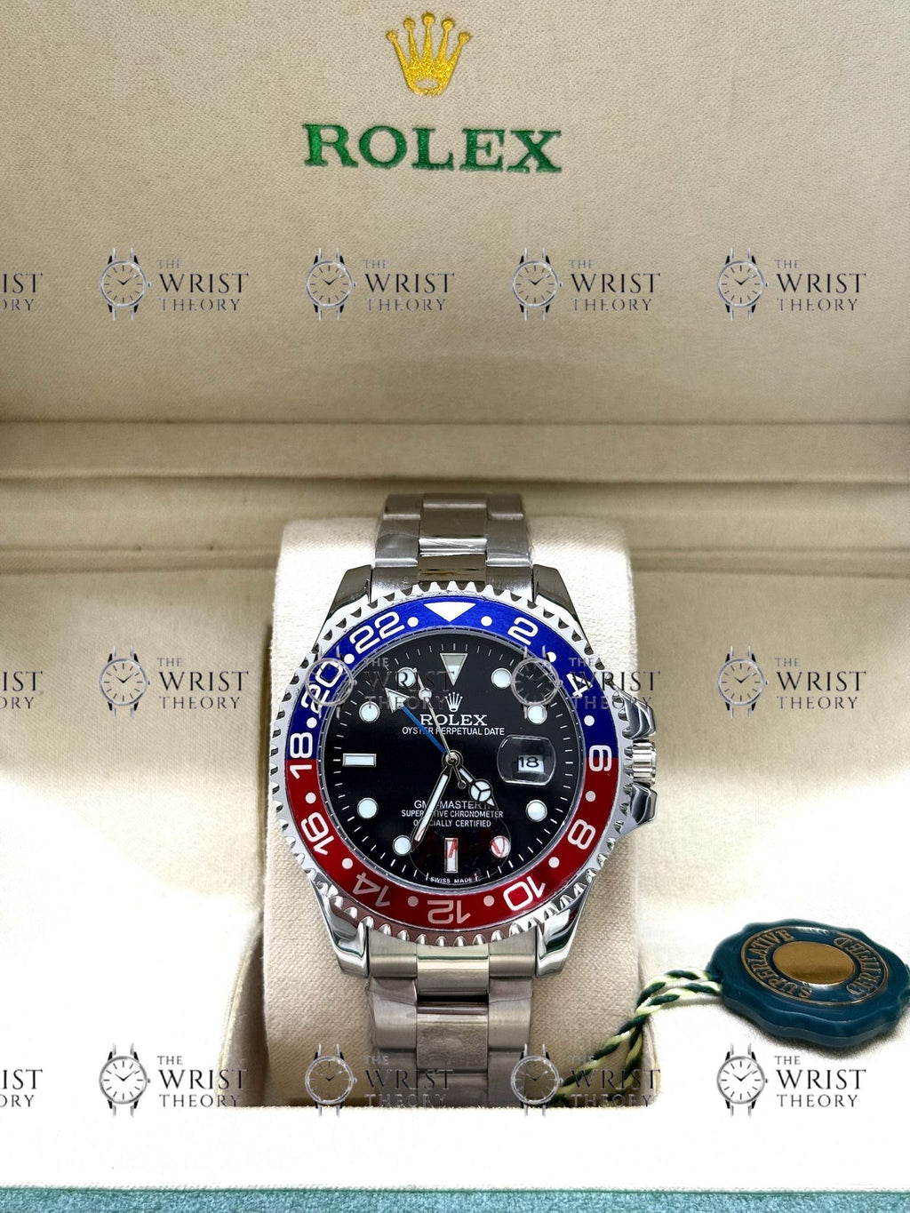 GMT MASTER II PEPSI silver , black dial , oyster bracelet
