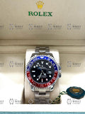 GMT MASTER II PEPSI silver , black dial , oyster bracelet