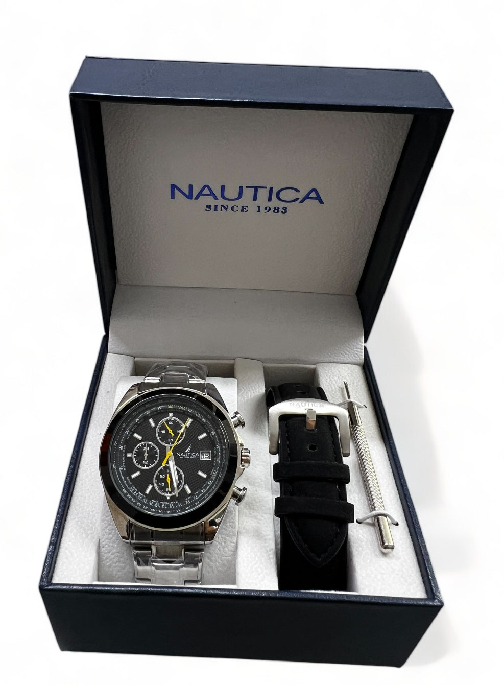 black nautica one recycled stainless steel set