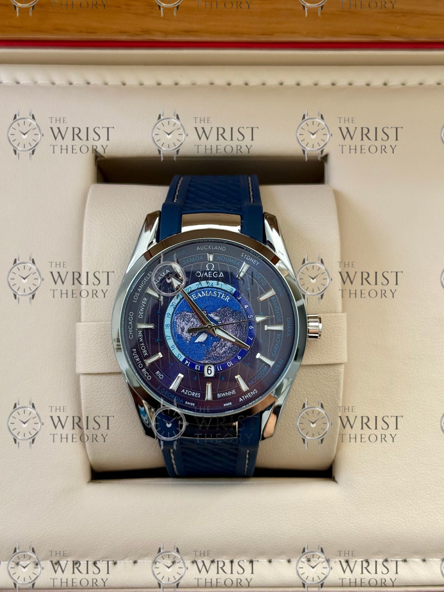 Omega Seamaster Aqua Terra Worldtimer 43mm Blue Strap